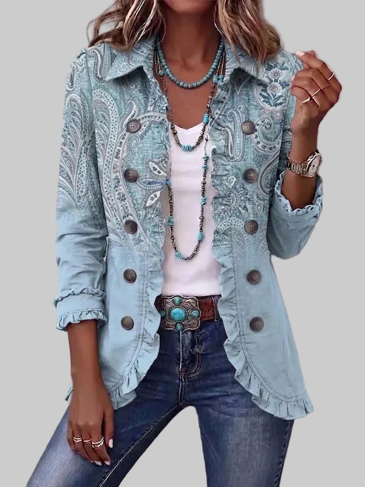 Boho Ruffled Button Jacket