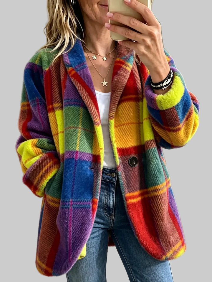 Relaxed Fit Checked Jacket with Soft Brushed Finish