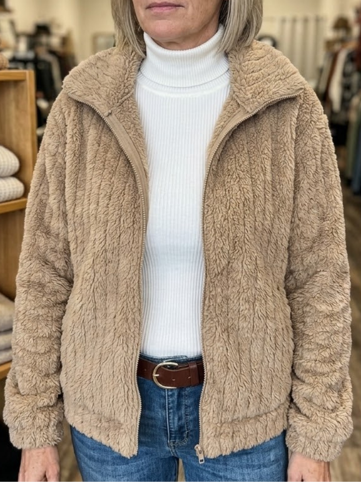 Elodie - Textured Fleece Zip-Up Jacket