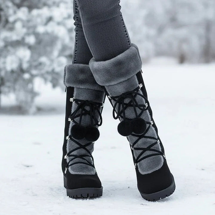 Women's Fur-Trim Lace-Up Snow Boots