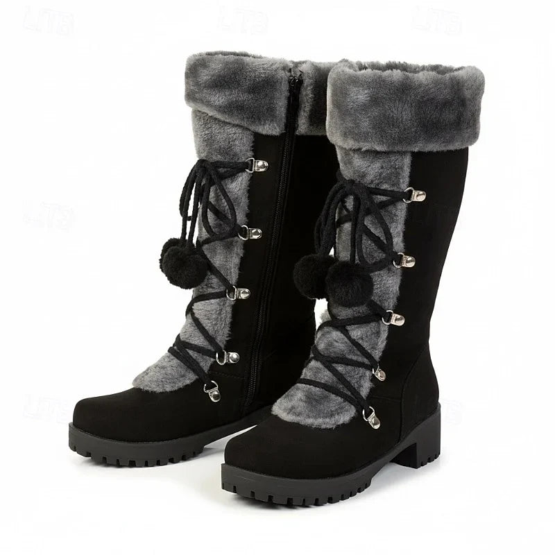 Women's Fur-Trim Lace-Up Snow Boots
