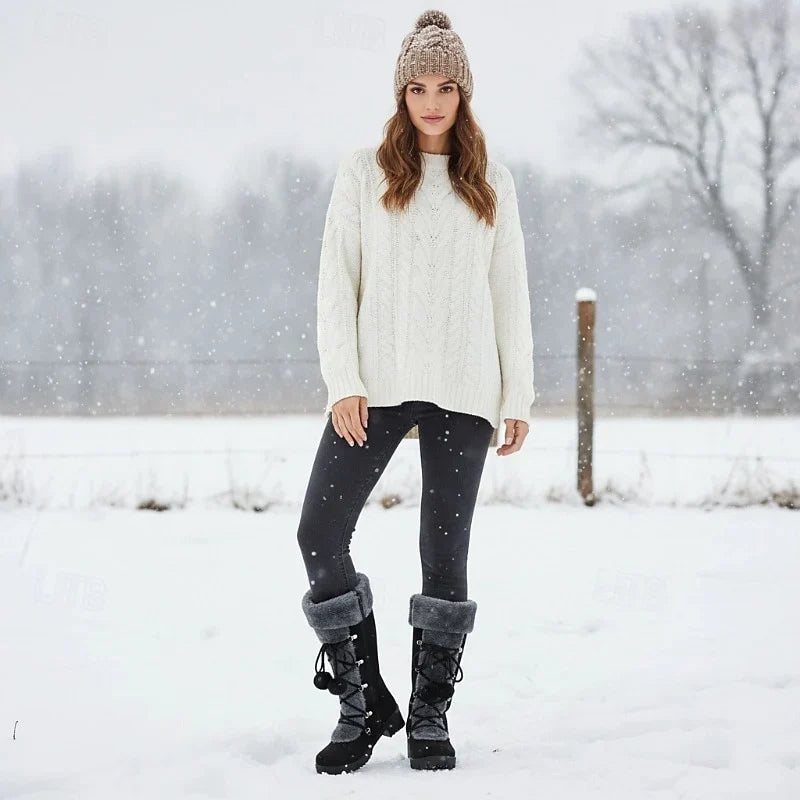 Women's Fur-Trim Lace-Up Snow Boots