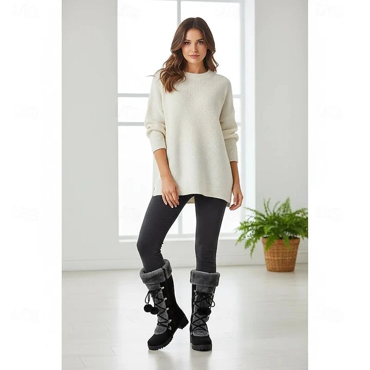Women's Fur-Trim Lace-Up Snow Boots