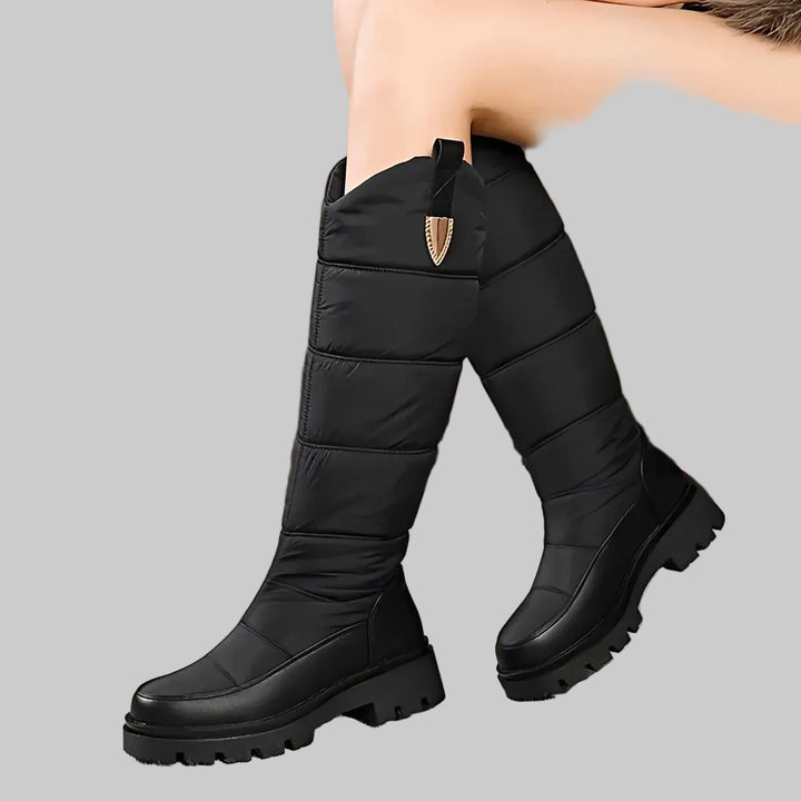 Women's Waterproof Insulated Snow Boots with Faux Fur Lining and Flat Sole