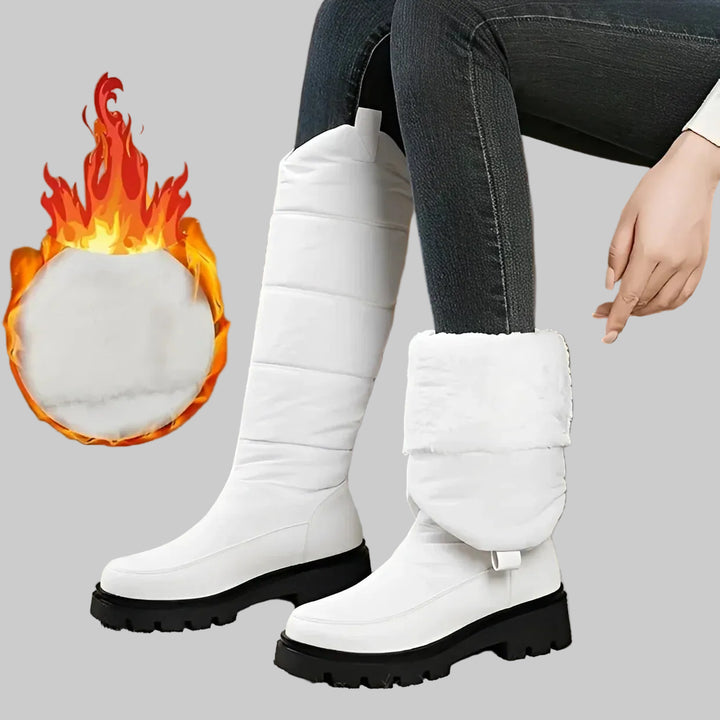 Women's Waterproof Insulated Snow Boots with Faux Fur Lining and Flat Sole