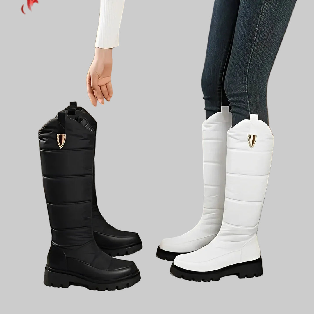Women's Waterproof Insulated Snow Boots with Faux Fur Lining and Flat Sole