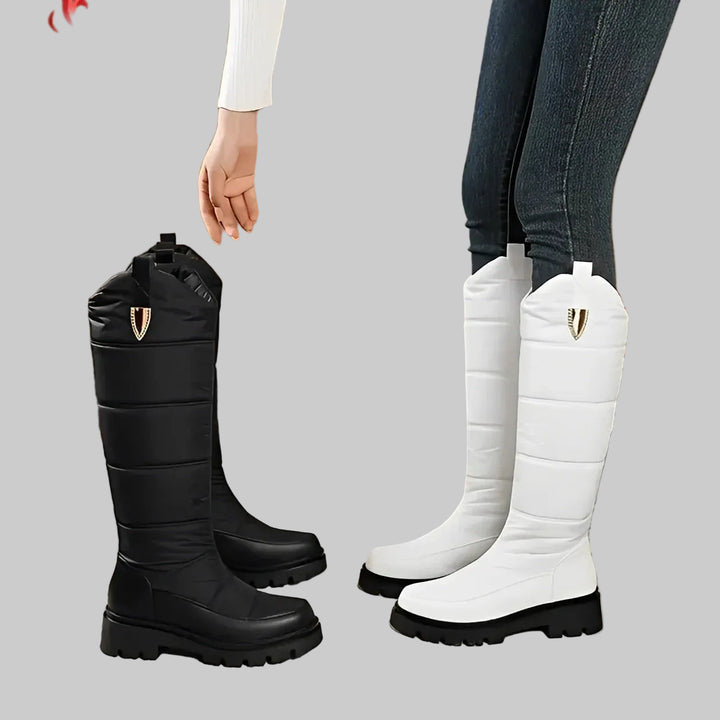 Women's Waterproof Insulated Snow Boots with Faux Fur Lining and Flat Sole