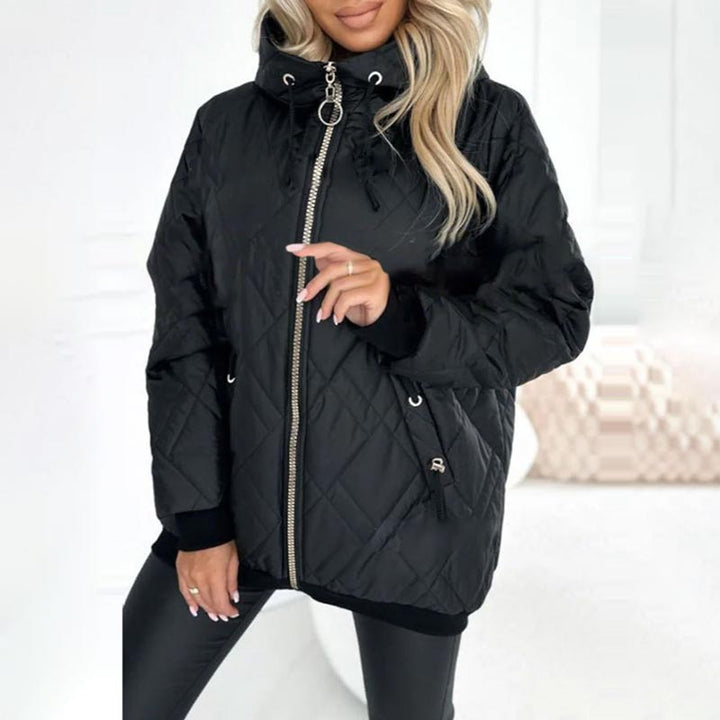 Women's Cotton-Lined Hooded Winter Parka - Black