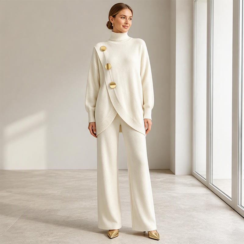 Women's Knit Roll Neck Two-Piece Lounge Set