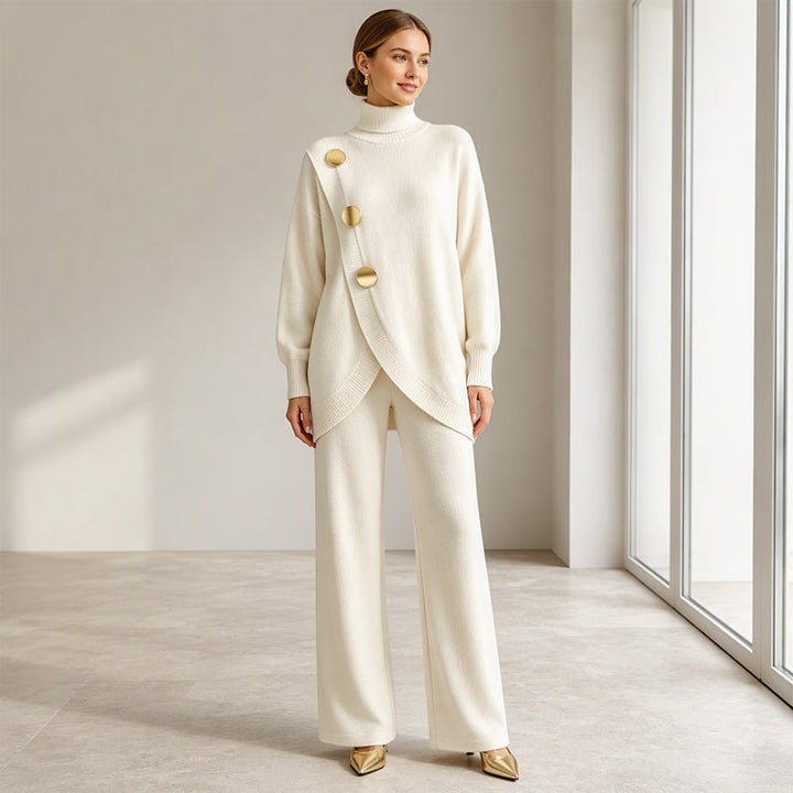 Women's Knit Roll Neck Two-Piece Lounge Set