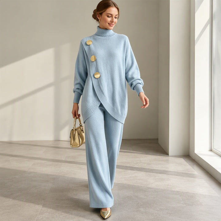 Women's Knit Roll Neck Two-Piece Lounge Set