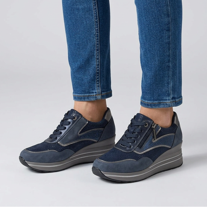Women's Comfort Wedge Trainers with Side Zip
