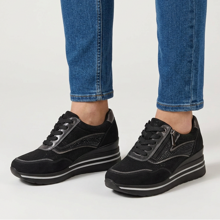 Women's Comfort Wedge Trainers with Side Zip