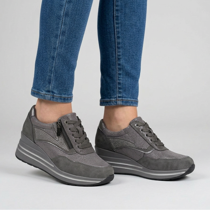 Women's Comfort Wedge Trainers with Side Zip