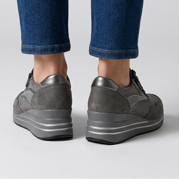 Women's Comfort Wedge Trainers with Side Zip