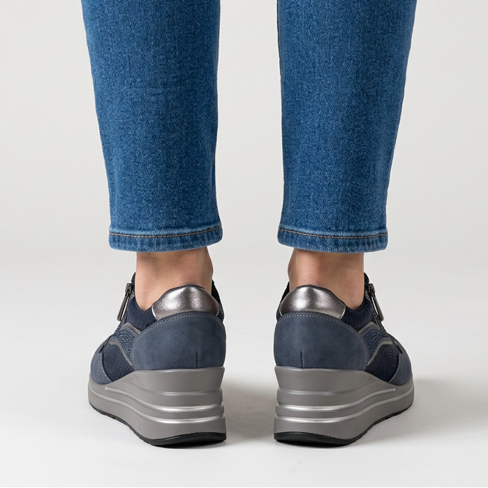 Women's Comfort Wedge Trainers with Side Zip