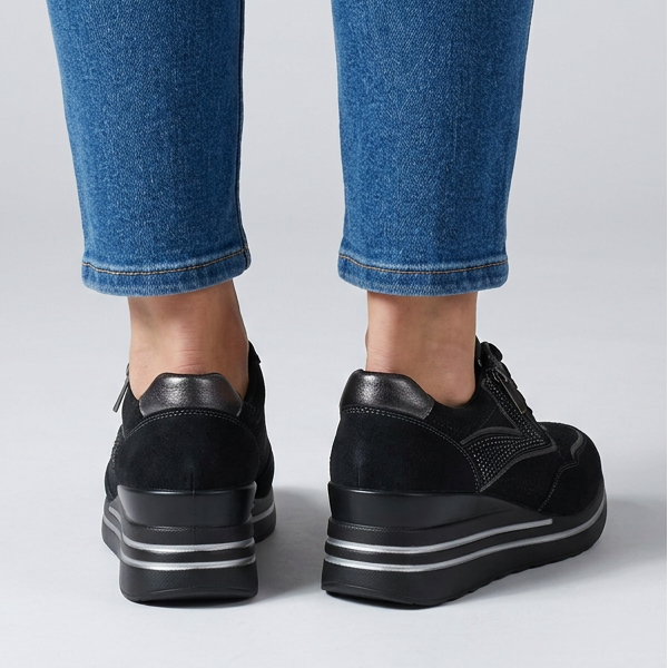 Women's Comfort Wedge Trainers with Side Zip