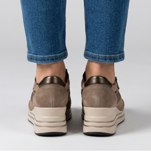 Women's Comfort Wedge Trainers with Side Zip