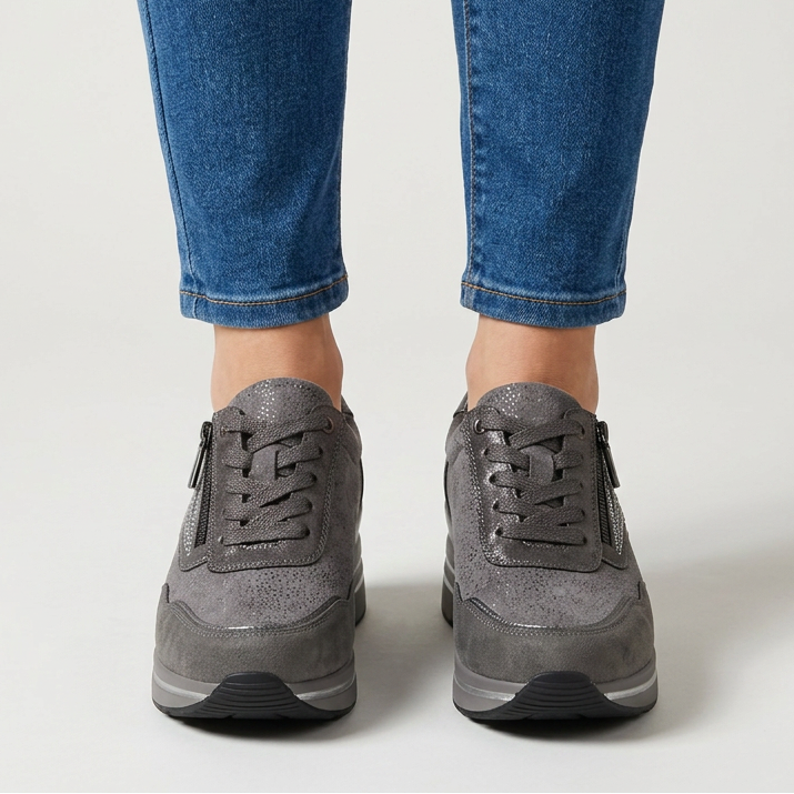 Women's Comfort Wedge Trainers with Side Zip