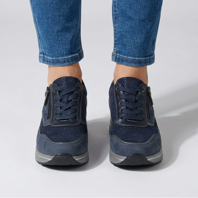 Women's Comfort Wedge Trainers with Side Zip