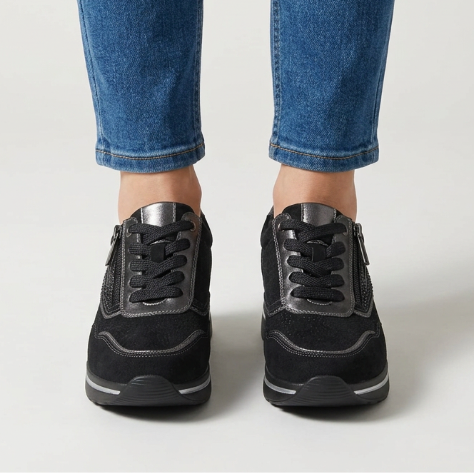 Women's Comfort Wedge Trainers with Side Zip