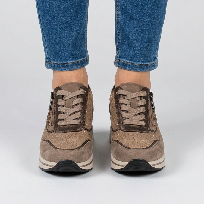 Women's Comfort Wedge Trainers with Side Zip
