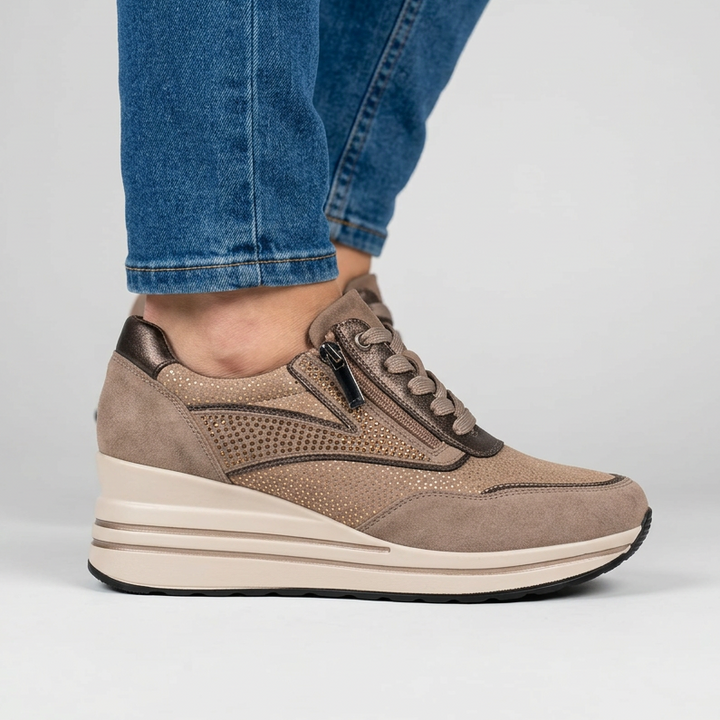 Women's Comfort Wedge Trainers with Side Zip
