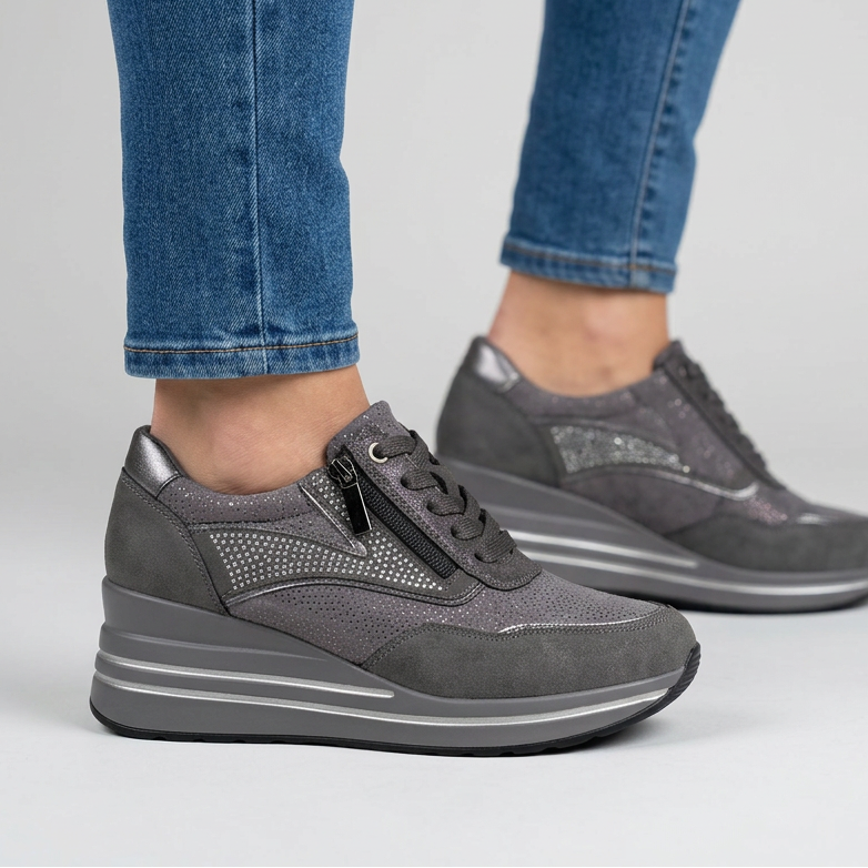 Women's Comfort Wedge Trainers with Side Zip