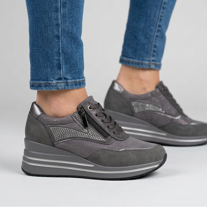 Women's Comfort Wedge Trainers with Side Zip