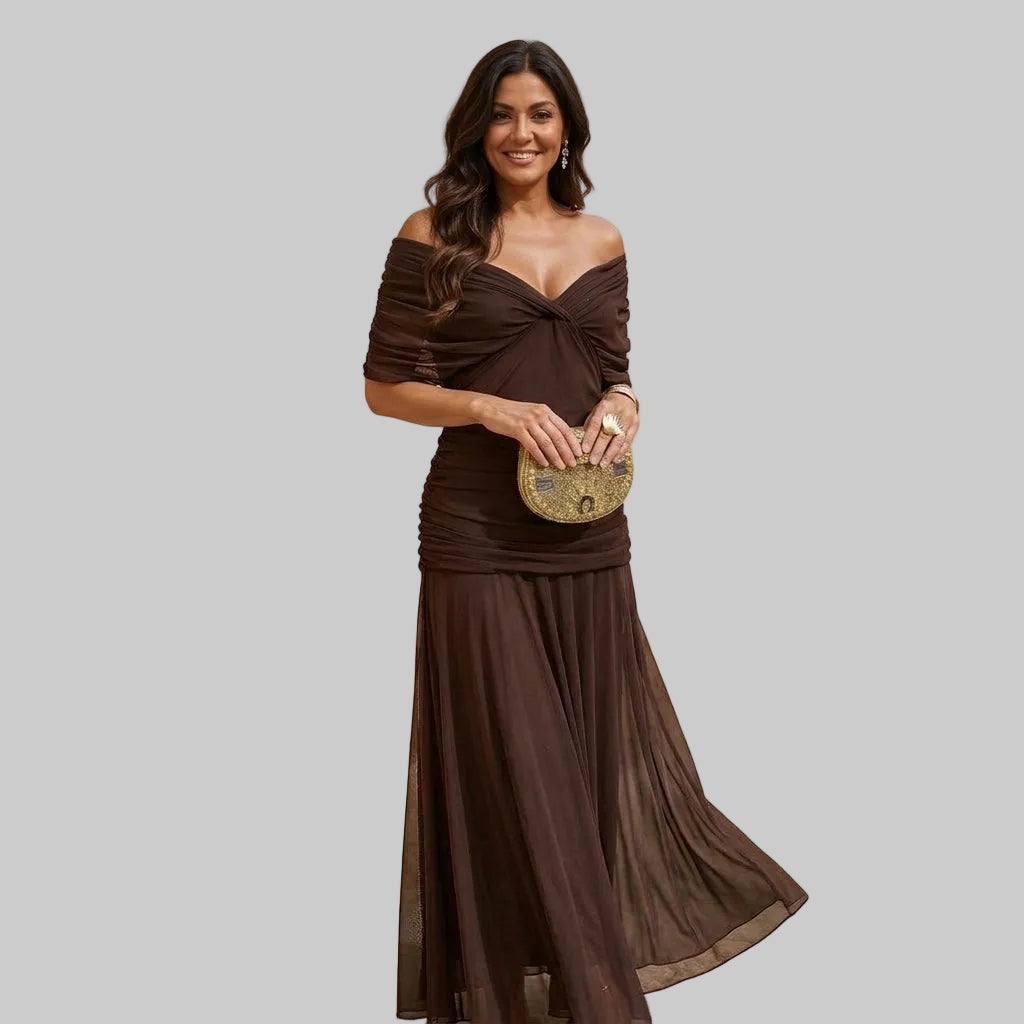 Women's Off-Shoulder Chiffon Mermaid Maxi Dress