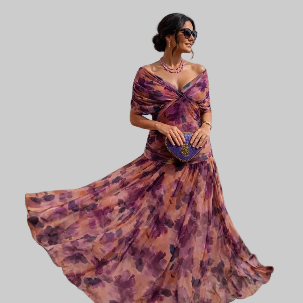 Women's Off-Shoulder Chiffon Mermaid Maxi Dress