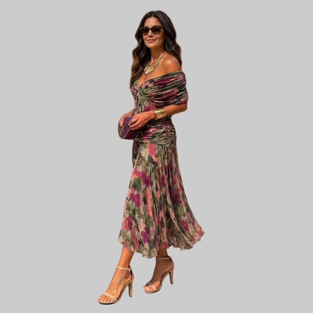 Women's Off-Shoulder Chiffon Mermaid Maxi Dress