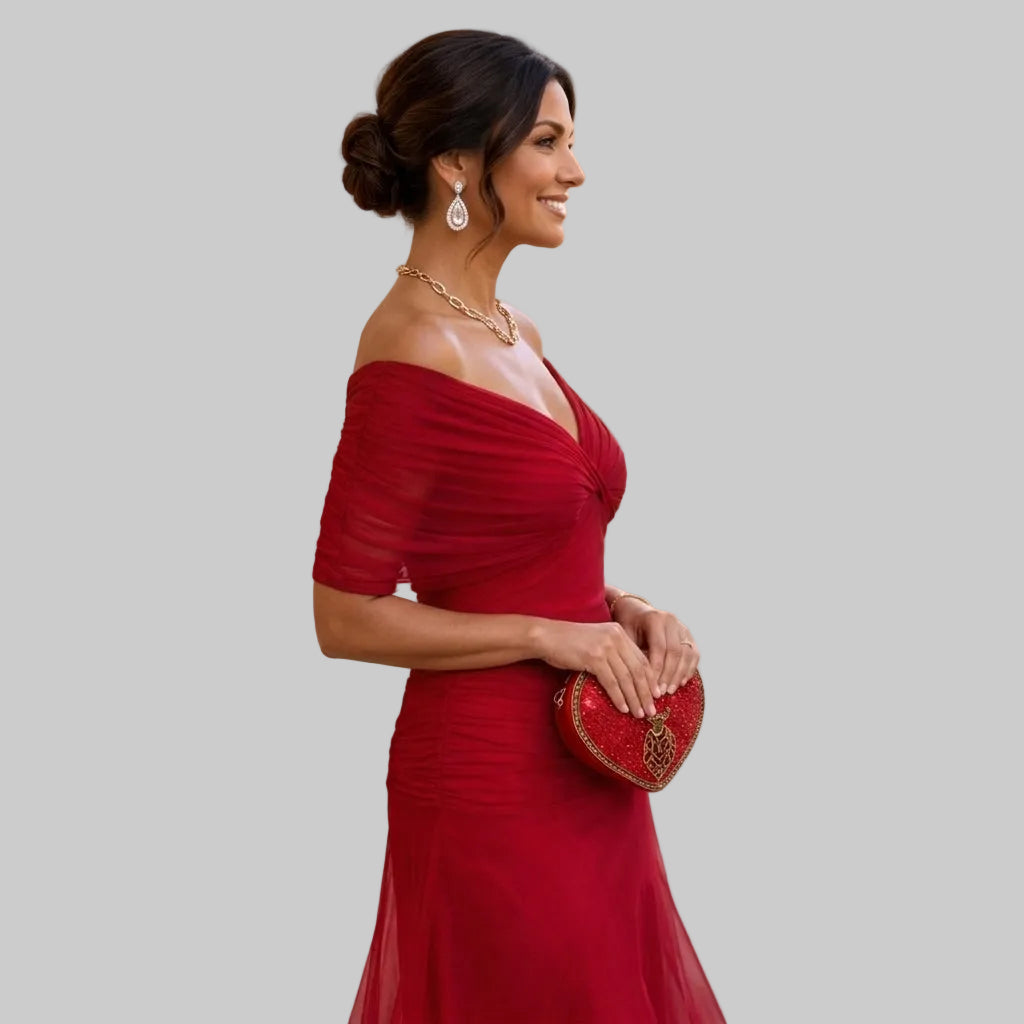 Women's Off-Shoulder Chiffon Mermaid Maxi Dress
