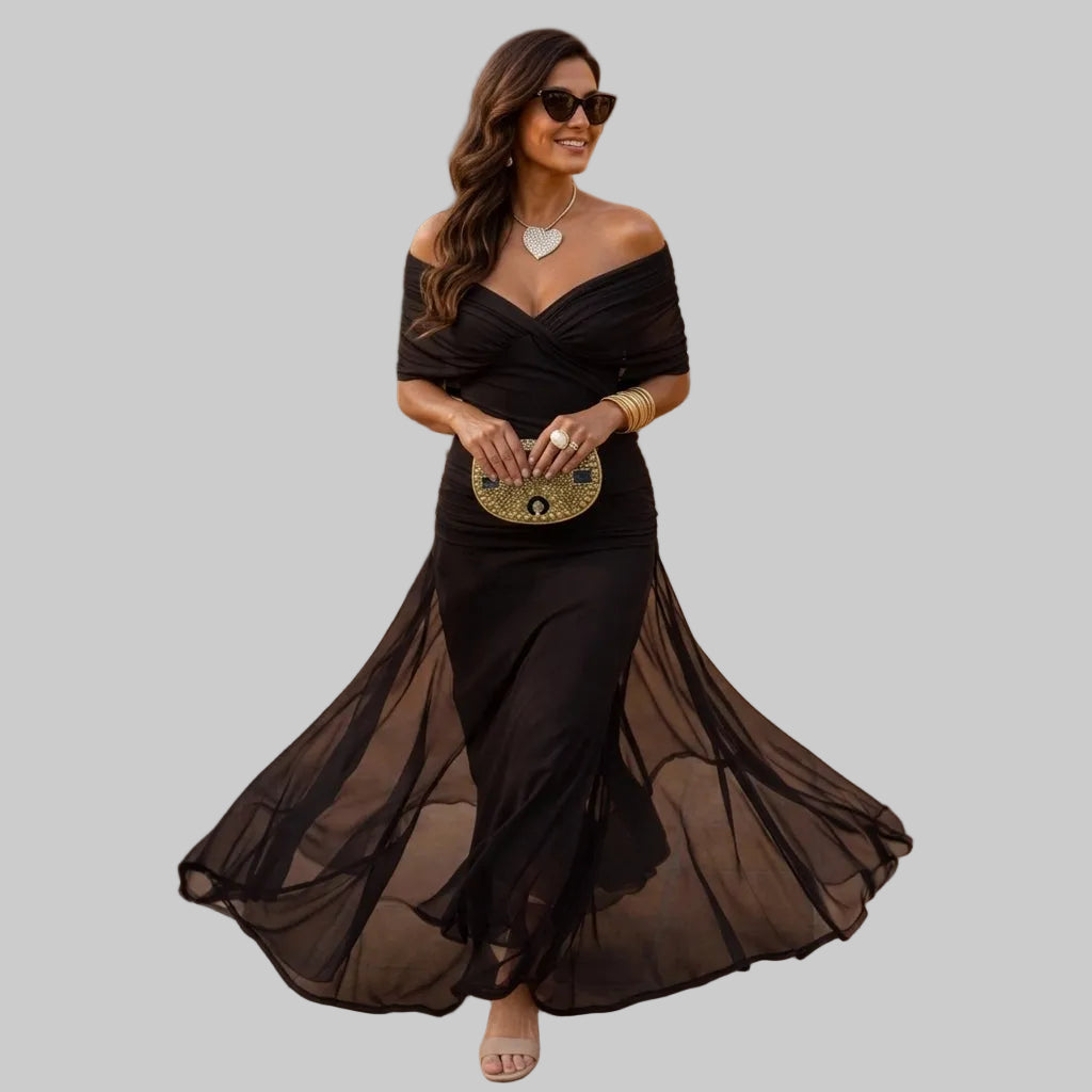 Women's Off-Shoulder Chiffon Mermaid Maxi Dress