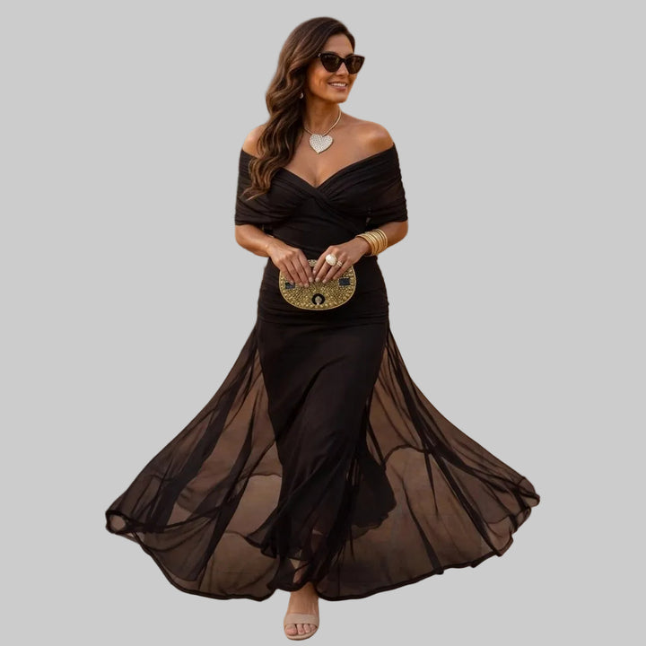 Women's Off-Shoulder Chiffon Mermaid Maxi Dress