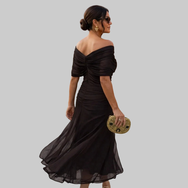 Women's Off-Shoulder Chiffon Mermaid Maxi Dress