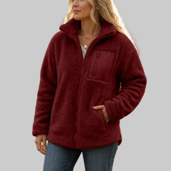 Women's Fleece-Look Zip-Up Winter Jacket