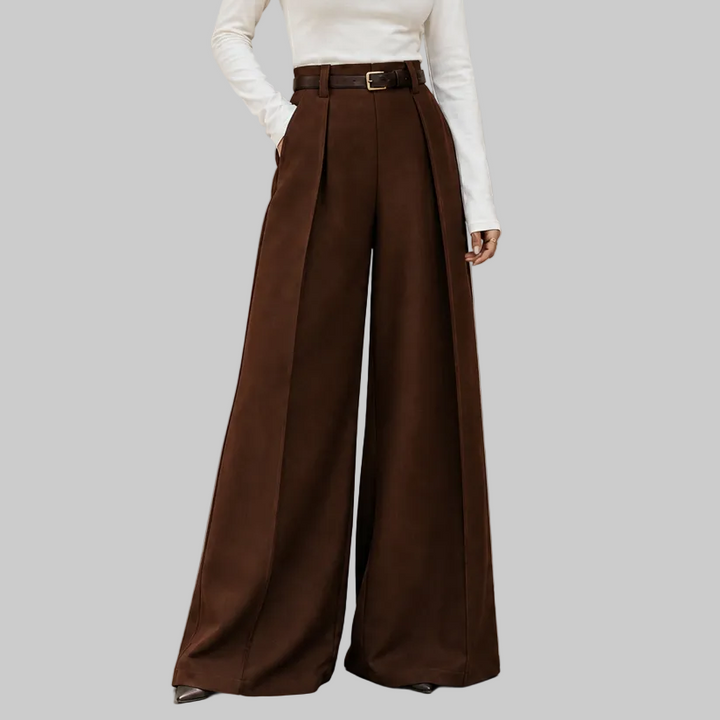 Pleated High-Waisted Wide-Leg Trousers