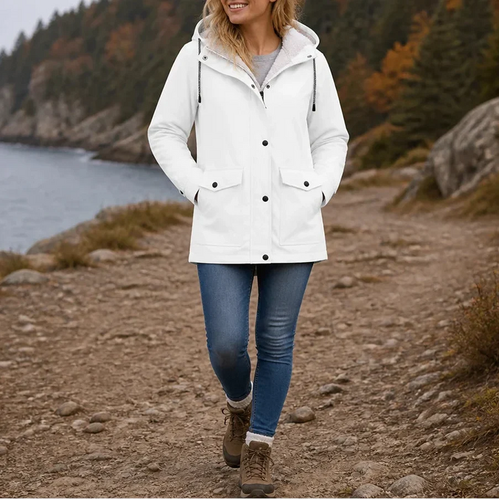 Women's Fleece-Lined Hooded Winter Jacket - White
