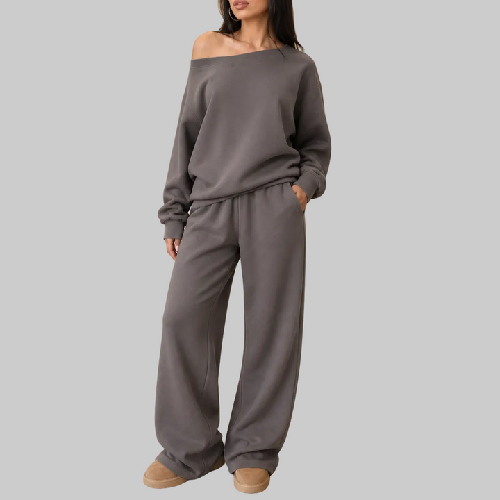 Contrast-Piped Wide-Leg Lounge Set