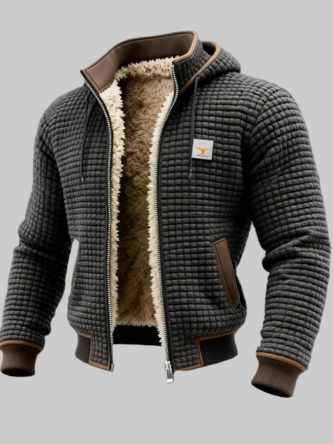 Retro Honeycomb Hooded Zip Jacket