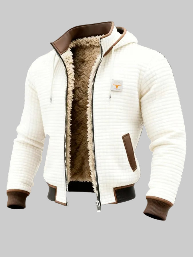 Retro Honeycomb Hooded Zip Jacket