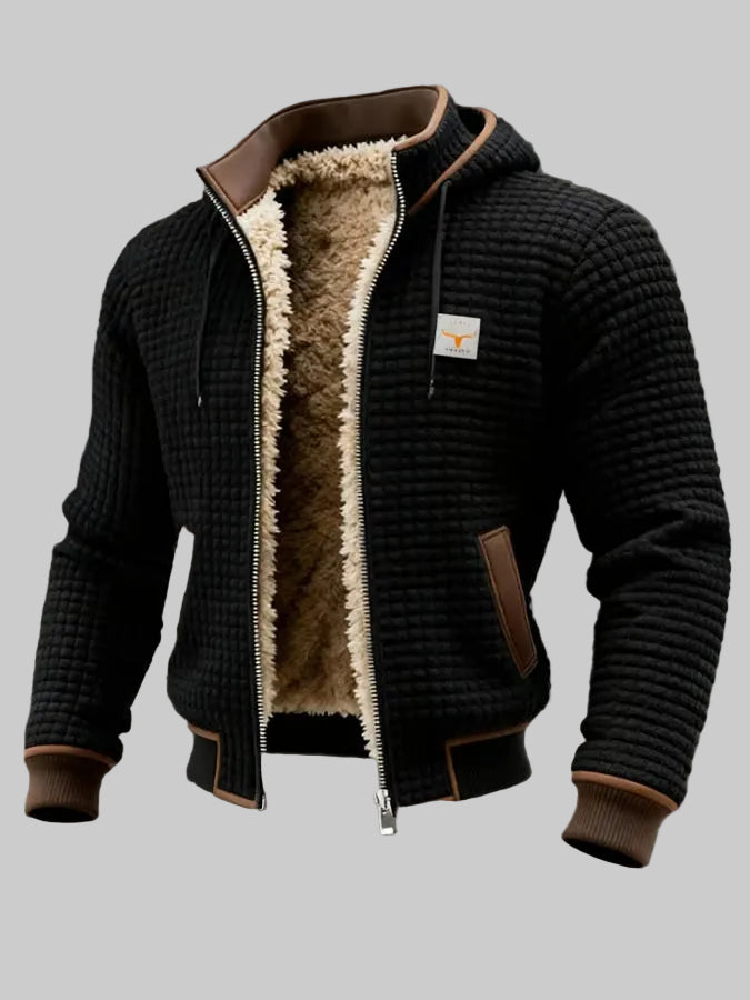 Retro Honeycomb Hooded Zip Jacket