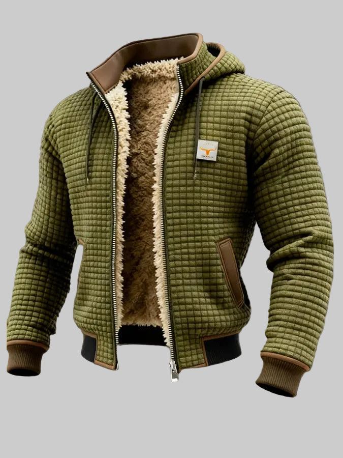 Retro Honeycomb Hooded Zip Jacket