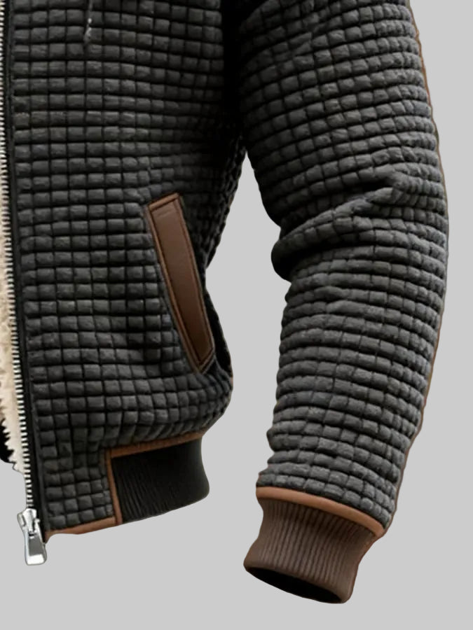 Retro Honeycomb Hooded Zip Jacket