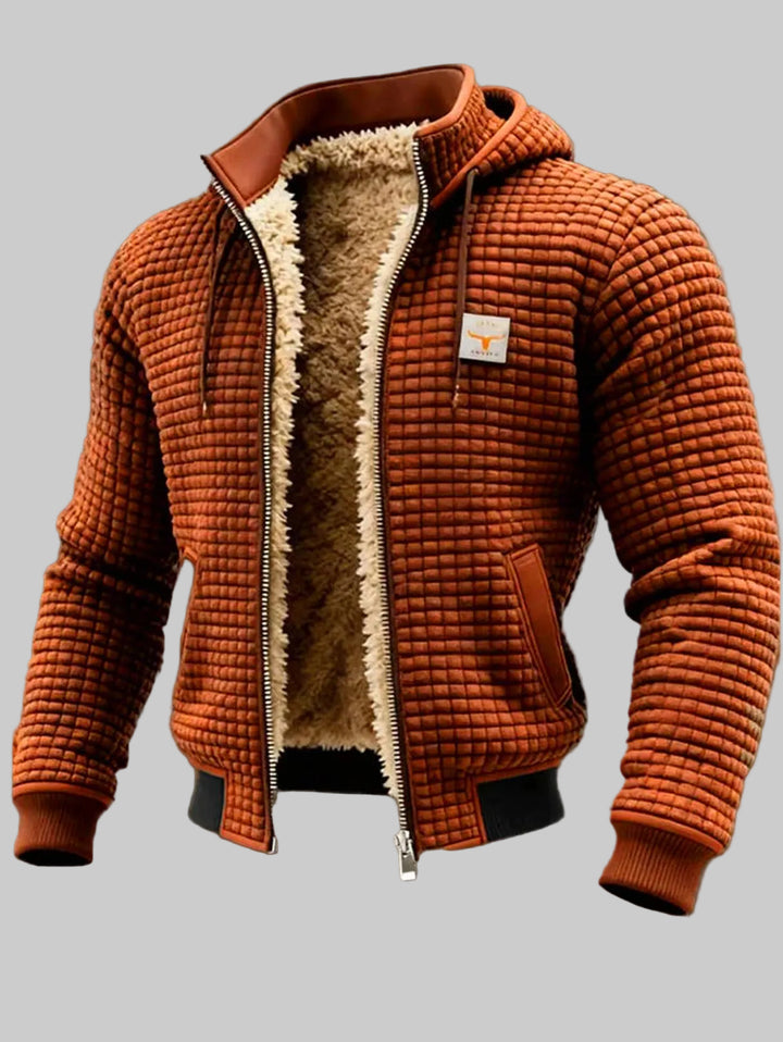 Retro Honeycomb Hooded Zip Jacket