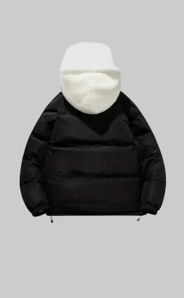 Women's Quilted Puffer Jacket with Sherpa-Lined Hood and Zip Front