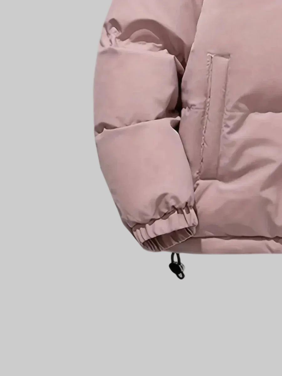 Women's Quilted Puffer Jacket with Sherpa-Lined Hood and Zip Front