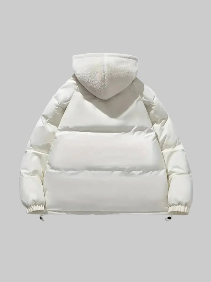 Women's Quilted Puffer Jacket with Sherpa-Lined Hood and Zip Front