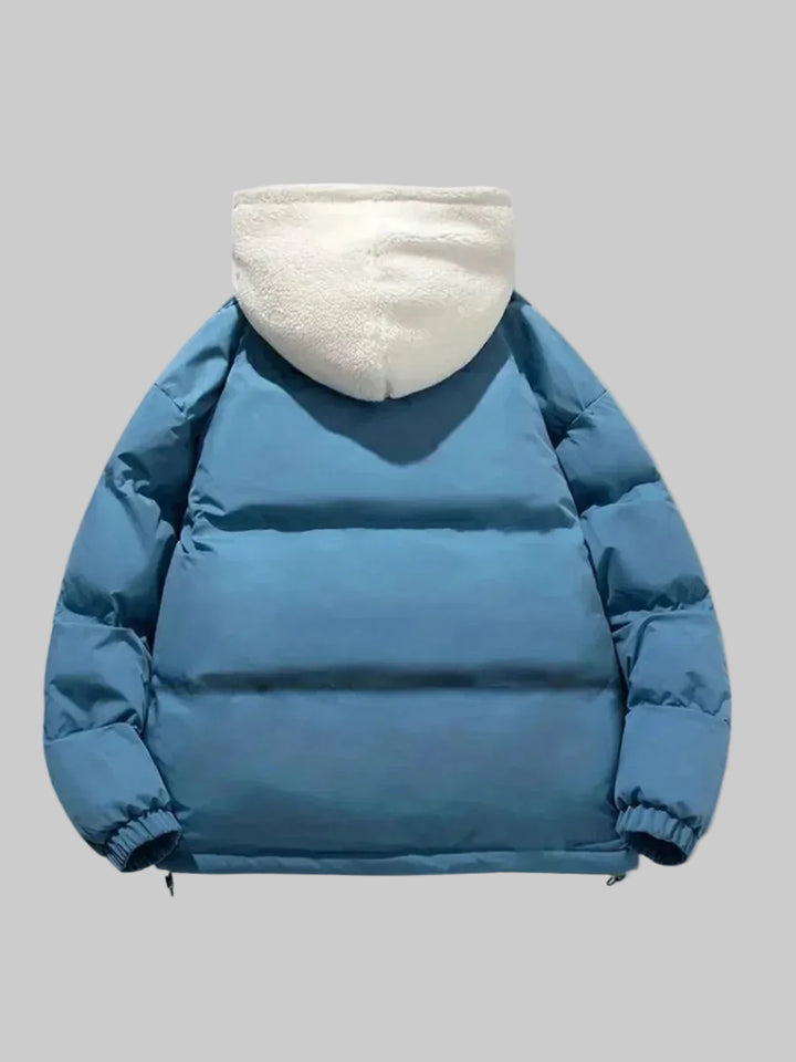 Women's Quilted Puffer Jacket with Sherpa-Lined Hood and Zip Front